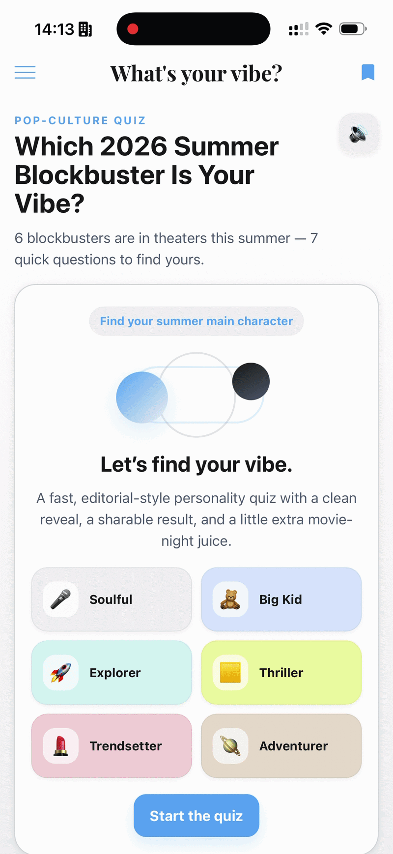 Personality quiz prompt example